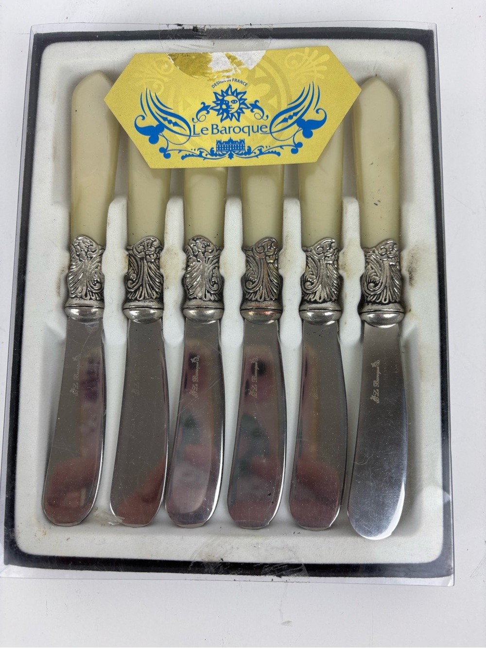 LaBaroque Faux Pearl Handled Butter/Spread Knives Set(6)Designed in France